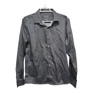 Stitch Note Blue Brown Geometric Button Up Shirt Men’s Medium